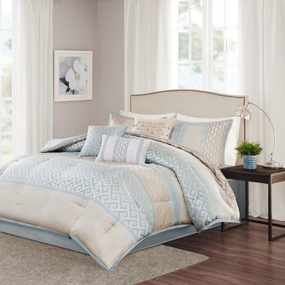 PAGED Comforter Set 7 Piece Jacquard Bedding Comforter Sets with Decorative Pillows, Bed Skirt