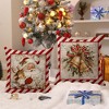 Christmas Pillow Covers 18x18 inch Set of 4 Santa Claus Reindeer - Red Stripe - 3 of 4