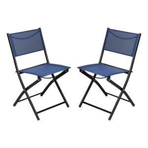 Emma and Oliver Set of 2 Folding Chairs for Indoor/Outdoor Use with Flex Comfort Material and Steel Frames - 1 of 4
