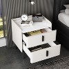 PAGED Retro Nightstand with 2 Drawers, Modern End Table with Marble-Pattern Tabletop, Bedside Table for Bedroom, Living Room - 2 of 4