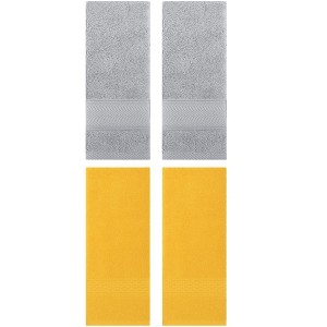 REGALWOVEN 4 Pcs Solid Textured Cotton Soft Absorbent Decorative Hand Towel - 1 of 4