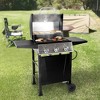 Grill Boss Outdoor Barbeque 3 Burner Propane Gas Grill for Barbecue Cooking with Top Cover Lid, Wheels, and Side Storage Shelves, Black - 4 of 4