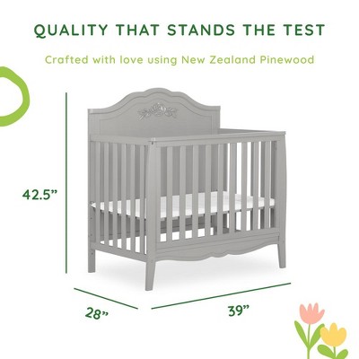 Rose Platinum 4-in-1 Convertible Mini Crib with Rose Detailing