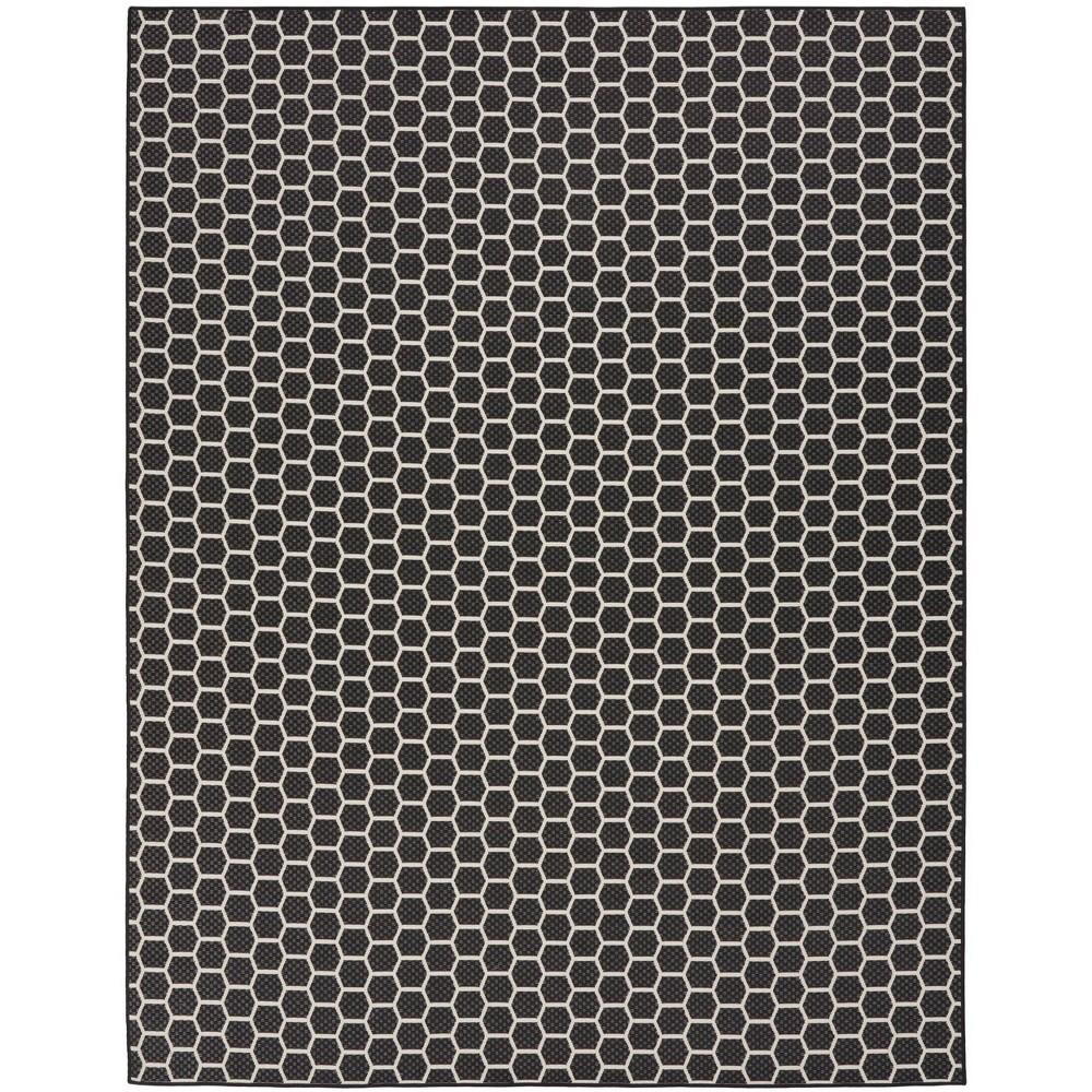 Photos - Doormat Nourison 9'x12' Reversible Basics Woven Indoor/Outdoor Area Rug Black 