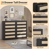 COZONY Tall 5-Drawer Rattan Dresser, Wooden Storage Chest with Wide Top for Bedroom Living Room Entryway - 2 of 4