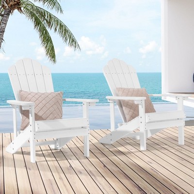Sonkuki 2-Pack Faux Wood Adirondack Chair with High Back and Wide Seat
