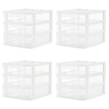 Gracious Living Clear Mini 3 Drawer Desk and Office Organizer for Storing  Cosmetics, Arts, Crafts, and Stationery Items, White Finish
