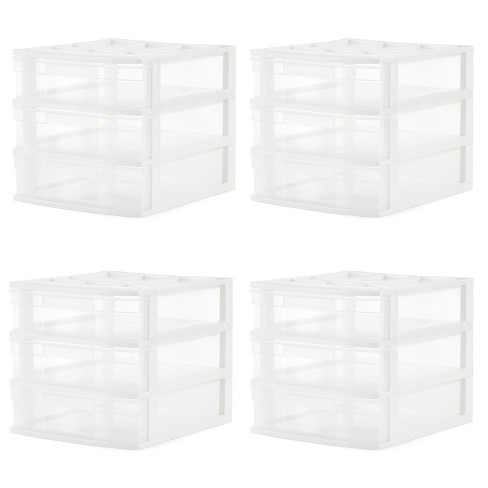 Gracious Living Clear Mini 3 Drawer Desk and Office Organizer with Top  Storage for Storing Cosmetics, Arts, Crafts, and Stationery Items, White