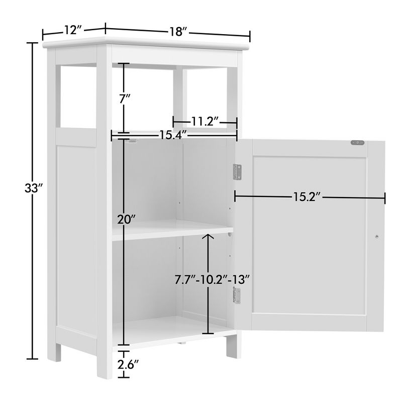 Yaheetech 4-Tier Bathroom Floor Cabinet for Bathroom Kitchen Hallway White, 5 of 9
