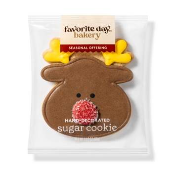 Holiday Decorated Reindeer Cookie - 2.12oz  - Favorite Day™