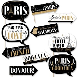 Big Dot of Happiness Funny Stars Over Paris - Parisian Themed Party Photo Booth Props Kit - 10 Piece - 1 of 4