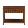 25'' Rectangular Farmhouse End Table with Storage Shelf, Sofa Side Table with Solid Wood Legs for Living Room, Bedroom, Office, Walnut - 3 of 3