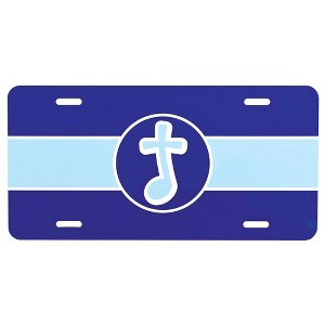 Dicksons LP-1040 Triple Cross Graphic Bold Sky and Royal Blue 13 x 6 Aluminum Decorative Car Truck Van Auto License Plate - 1 of 2
