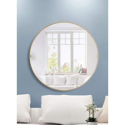 42-Inch Round Silver Metal Frame Mirror
