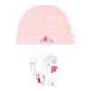 Hudson Baby Girls Cotton Cap and Scratch Mitten Set, Butterfly Floral, 0-6 Months - 3 of 4