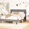 Safstar Queen Size Bed Frame Linen Fabric Upholstered Platform Bed w/Wingback Headboard - 3 of 4