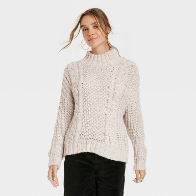 Women's Turtleneck Cable Knit Pullover Sweater - Universal Thread™