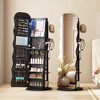 Fredees 360° Swivel Jewelry Armoire with Wavy Full-Length Mirror, Lockable Jewelry Organizer, Rotatable Standing Mirror with Storage - 3 of 4