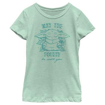Girl's Star Wars The Mandalorian Grogu May the Fourth Be With You T-Shirt