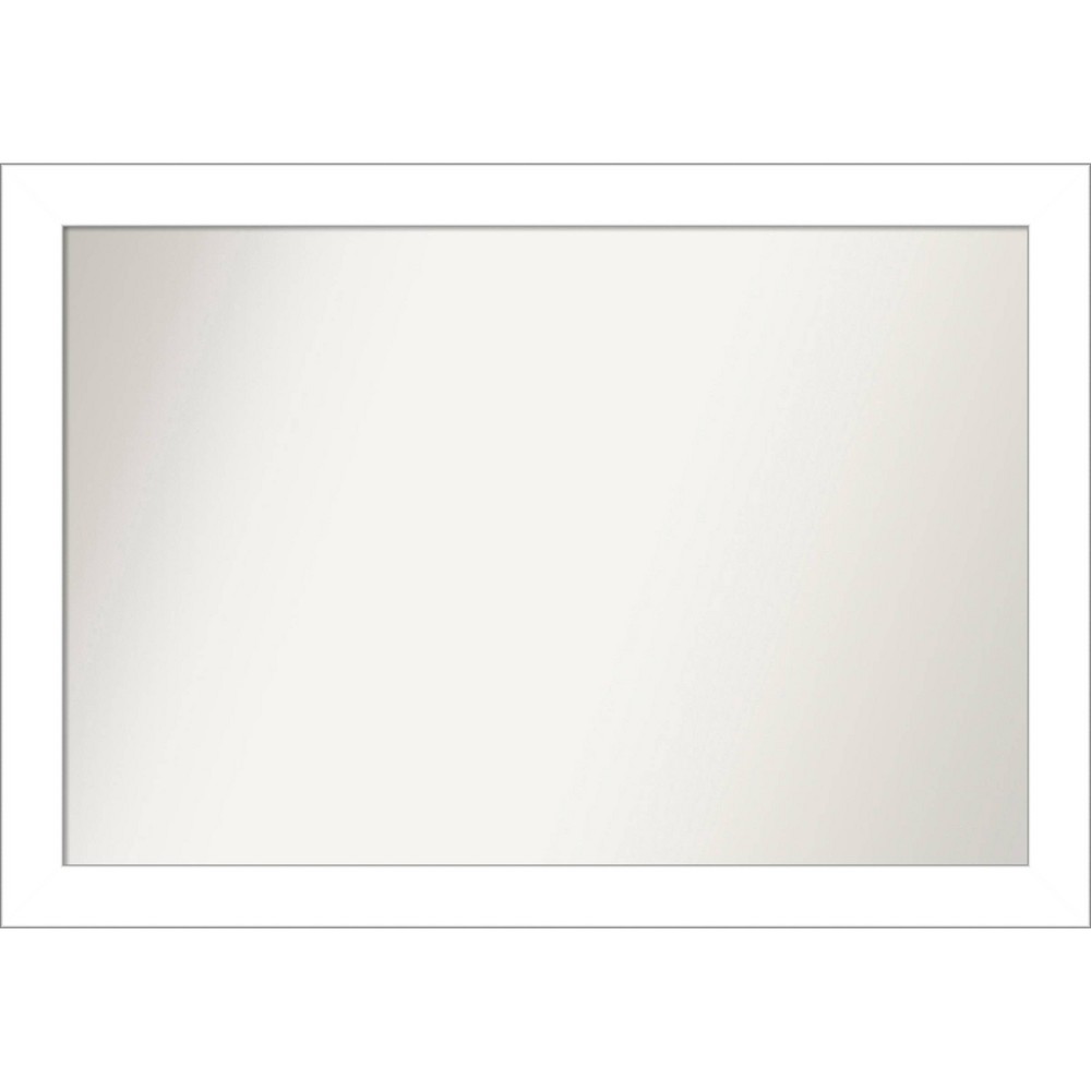 40" x 28" Non-Beveled Wedge White Bathroom Wall Mirror - Amanti Art: Modern Rectangle, Polystyrene Frame, Wall Mounted
