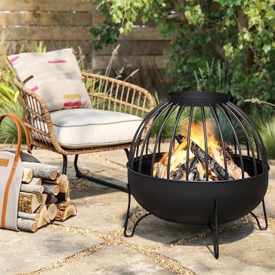 Wood Burning Cutout Round Outdoor Fire Pit Black - Threshold&#8482;_0