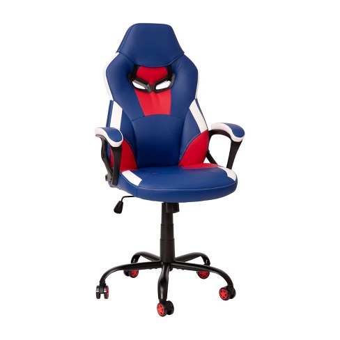 Emma And Oliver Faux Leather Ergonomic High Back Gaming Chair With  Adjustable Seat Height, Lumbar Support And Padded Arms In Red, White & Blue  : Target