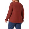 Agnes Orinda Women's Plus Size Smocked Long Sleeve Chiffon Button Decor V Neck Solid Casual Blouse - 4 of 4