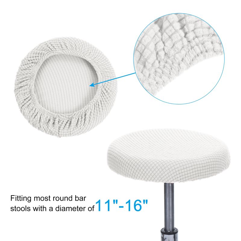 Unique Bargains Kitchen Living Room Non-Slip Washable 11"-16'' Elastic Round Bar Stool Seat Cushions for Chair Stool 2 Pcs, 3 of 7