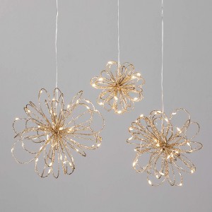 6.5"H, 5.5"H & 4"H Sullivans Christmas Lighted Gold Swirl Balls Set of 3, Indoor Christmas Decor - 1 of 3
