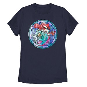 Women's The Little Mermaid Stained Glass T-Shirt - 1 of 4
