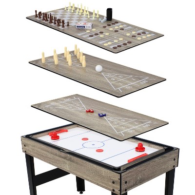 Classic Wood Stain 10-in-1 Multi-Game Table with Foosball and Billiards