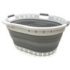 SAMMART Collapsible Oval Plastic Laundry Basket with 3 Handles 57L (15 Gallons) Set of 2 Dark Grey - 2 of 4