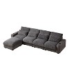 TiramisuBest 126" L-Shaped Corduroy Sofa w/ Cup Holder, Movable Footrest, 4 Waist & Back Pillows, USB & Type-C Ports,Grey - 2 of 4