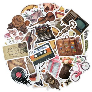 Wrapables Waterproof Vinyl Stickers for Water Bottles, Laptop, Phones, Skateboards, Decals for Teens, 100pcs, Vintage - 1 of 4