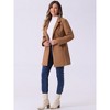 INSPIRE CHIC Women's Winter Stand Collar Single Breasted Mid-thigh Long Overcoat - 3 of 4