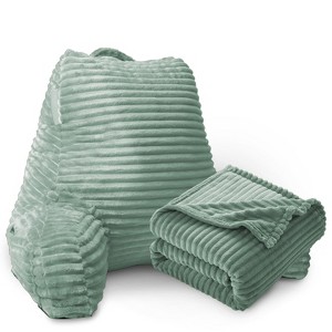 Nestl Reading Pillow for Bed with Fleece Blanket, Standard Bed Pillows for Sitting Up in Bed, Bed Rest Pillow - 1 of 4
