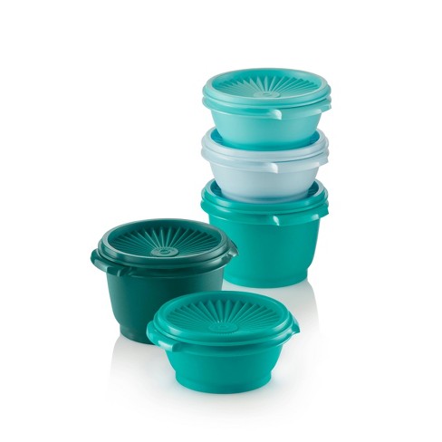 Tupperware Tazones pequeños y contenedores de almacenamiento, lote de 6  unidades, verde, morado, verde azulado