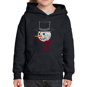 LA Pop Art Snowman Face - Girl's Word Art Hooded Sweatshirt - 1 of 4