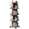 VECELO 4-Tier Rotating Bookshelf, Modern 360° Swivel Bookcase, Stackable Square Book Shelves Floor-Standing Storage for Home Office, Brown/White - 2 of 4