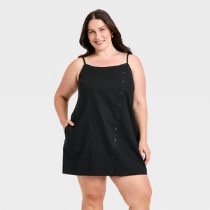Women's Button-Front Linen Mini Dress - A New Day™ - 1 of 3