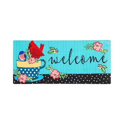 Evergreen Songbirds Welcome  Sassafras Indoor Outdoor Switch Doormat 1'10"x10" Multicolored
