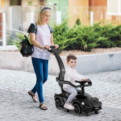 Infans 3-in-1 Licensed Lamborghini Kids Ride On Push Car w/Removable Guardrails & Handle, Hidden Storage Space & Detachable Universal Wheels, Dark
