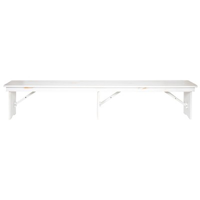 Antique Rustic White Solid Pine 8' Folding Farm Bench