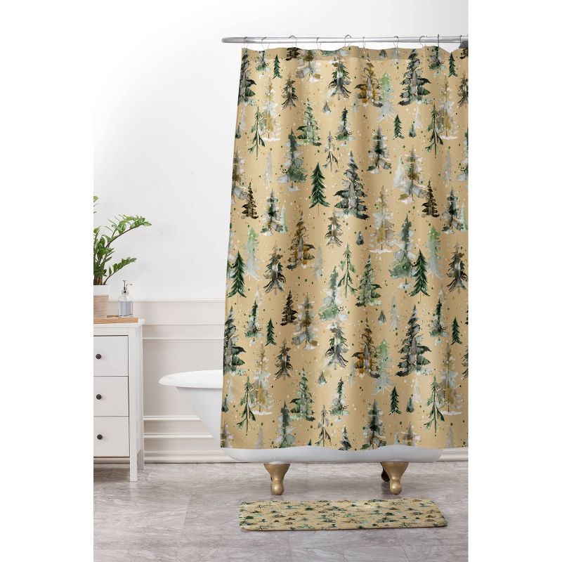 Ninola Design Watercolor Pine Spruces Christmas Shower Curtain - Deny Designs, 4 of 5