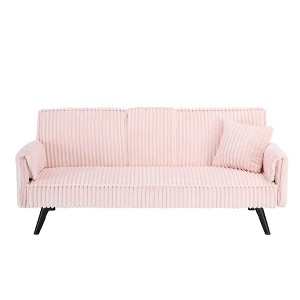 Ridstar Sitting and Sleeping Sofa with Retractable Cup Holders For Living Room & Bedroom-Pink - 1 of 4
