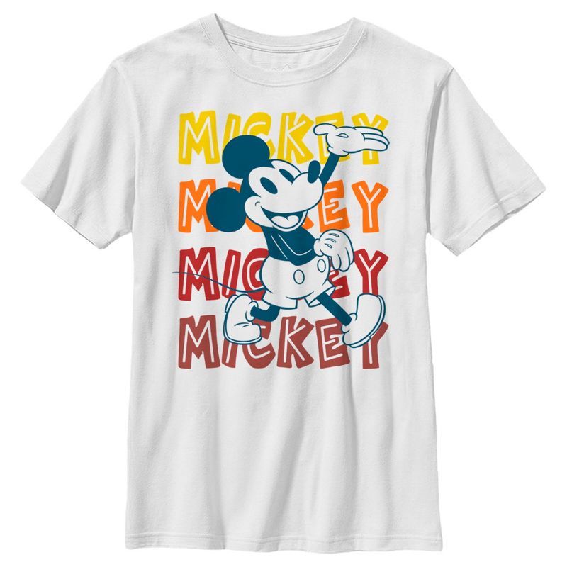 Boy's Disney Mickey Mouse Classic Name Stack T-Shirt, 1 of 5