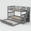 Twin Over Twin Stairway Bunk Bed with Trundle, Storage Shelves, Convertible Design, Solid Wood Frame, Slat Support - 4 of 4