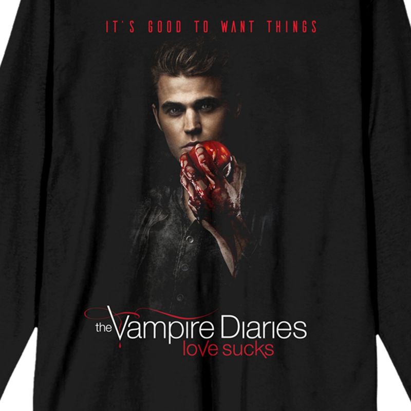 The Vampire Diaries It's Good To Want Things Juniors Black Long Sleeve Shirt, 2 of 4