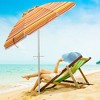 Tangkula 6.5Ft Beach Umbrella w/ Tilt Mechanism Sand Anchor Carrying Bag - 2 of 4