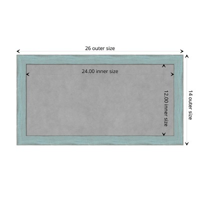 Sky Blue Rustic Framed Magnetic Board with Steel Surface